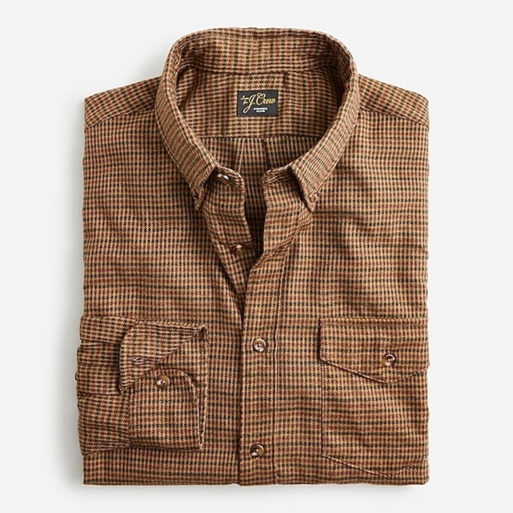 J.Crew Cotton-cashmere shirt in Houndstooth Brown Black (BL160 NWT)